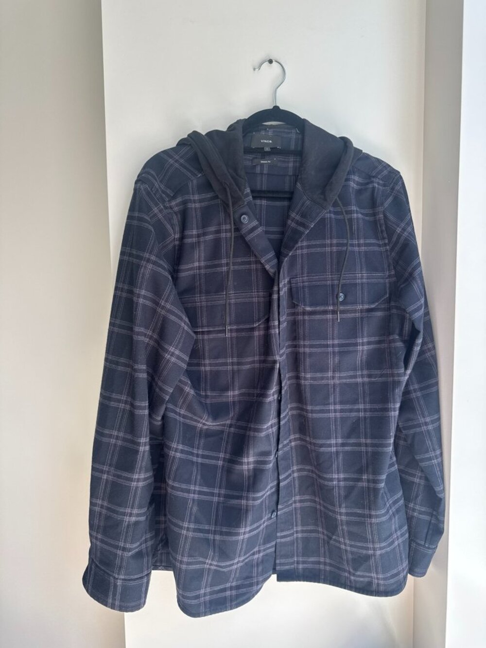 Men's Vince Plaid Hooded Button Up